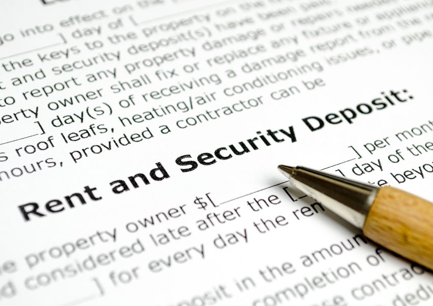 document with the words rent and security deposit on it
