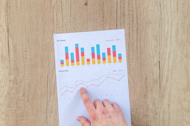 a graph tracking income and expenses